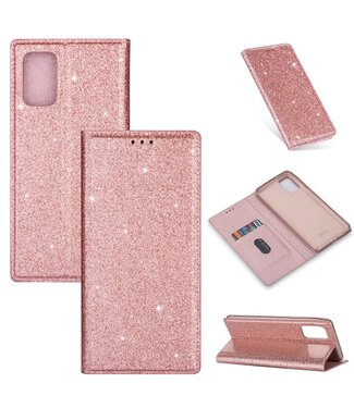 Rosegoud Glitter Bookcase Hoesje Samsung Galaxy A31