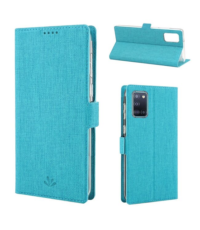 Vili DMX Blauw Stoffen Bookcase Hoesje voor de Samsung Galaxy A31