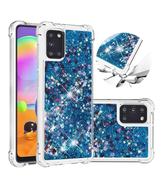 Blauw Glitter TPU Hoesje voor de Samsung Galaxy A31