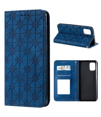 Blauw Bloemen Bookcase Hoesje Samsung Galaxy A31