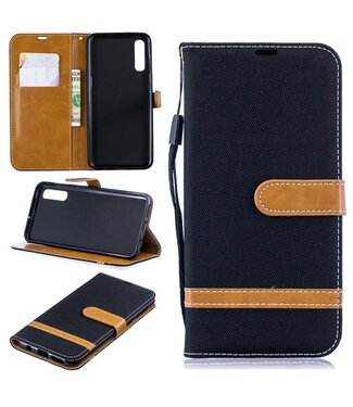 Zwart Jeans Bookcase Hoesje Samsung Galaxy A50 / A30s