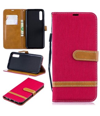 Rood Jeans Bookcase Hoesje Samsung Galaxy A50 / A30s