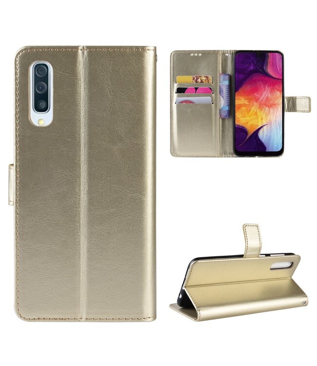 Goud Wallet Bookcase Hoesje voor de Samsung Galaxy A50 / A30s