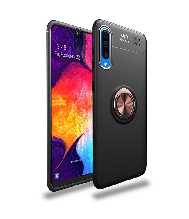 Lenuo Zwart / Rosegoud Ring TPU Hoesje voor de Samsung Galaxy A50 / A30s