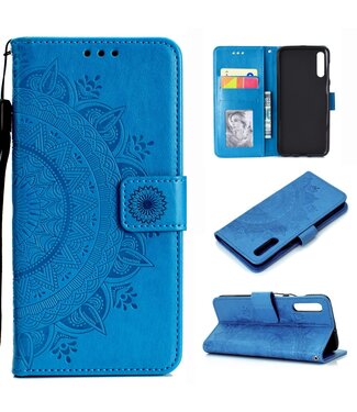 Blauw Bloemen Design Bookcase Hoesje Samsung Galaxy A50 / A30s