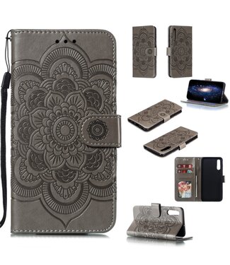 Grijs Mandala Bloem Bookcase Hoesje Samsung Galaxy A50 / A30s