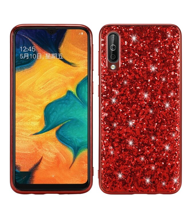 Rood Glitter Hybrid Hoesje voor de Samsung Galaxy A50 / A30s