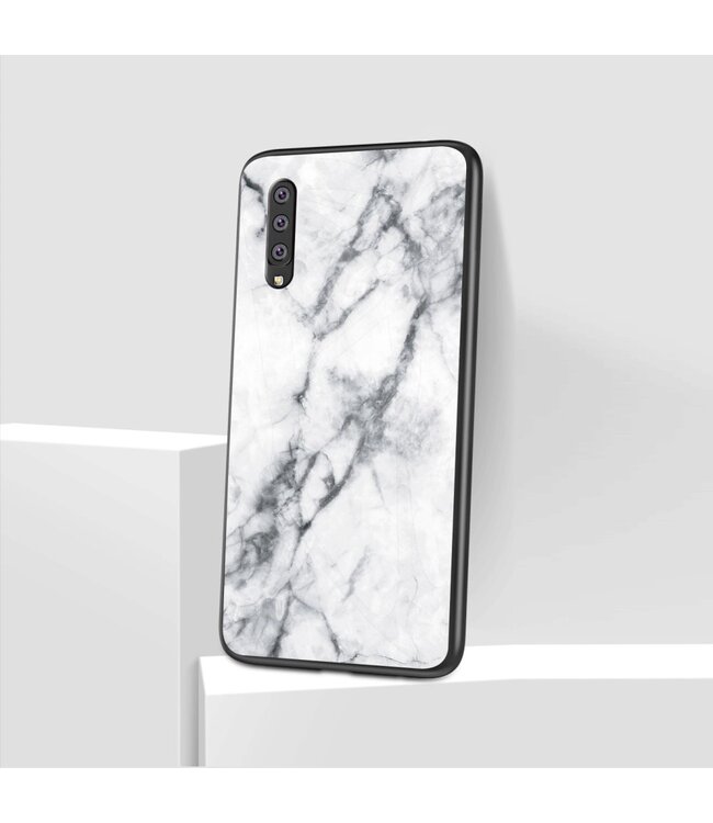 Wit Marmer Hybrid Hoesje voor de Samsung Galaxy A50 / A30s