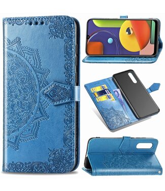 Blauw Mandala Bloem Bookcase Hoesje Samsung Galaxy A50 / A30s