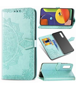 Cyaan Mandala Bloem Bookcase Hoesje Samsung Galaxy A50 / A30s