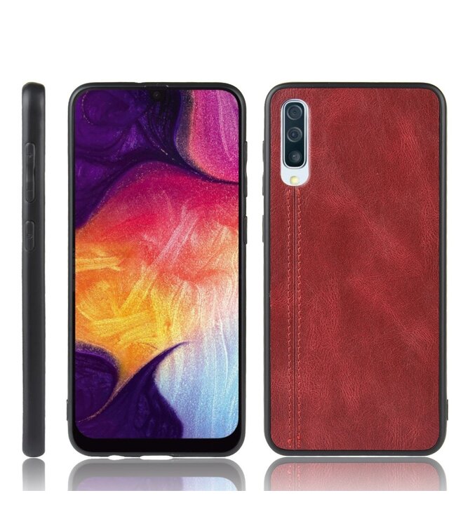 Rood / Bruin Faux Lederen Hoesje voor de Samsung Galaxy A50 / A30s