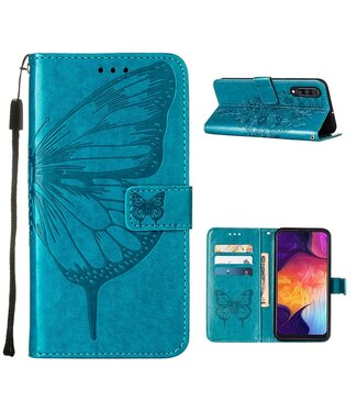 Blauw Vlinder Bookcase Hoesje Samsung Galaxy A50 / A30s