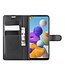 Zwart Litchee Bookcase Hoesje voor de Samsung Galaxy A21s
