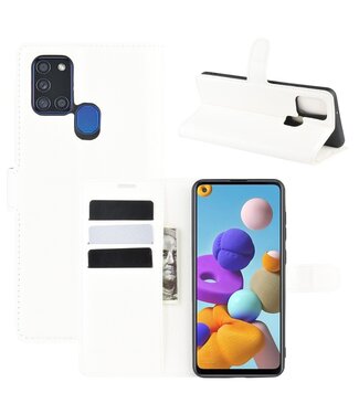 Wit Litchee Bookcase Hoesje Samsung Galaxy A21s