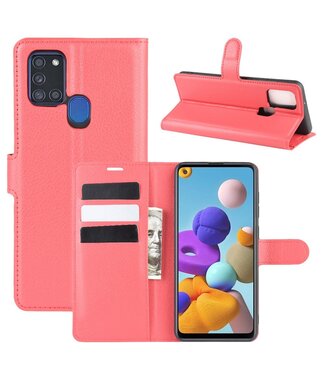 Rood Litchee Bookcase Hoesje Samsung Galaxy A21s