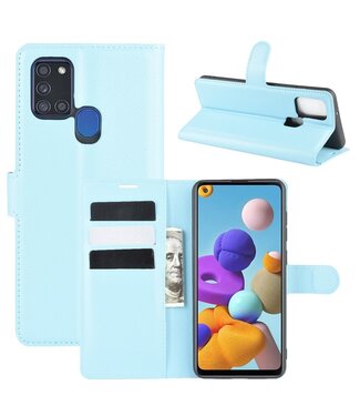 Blauw Litchee Bookcase Hoesje Samsung Galaxy A21s