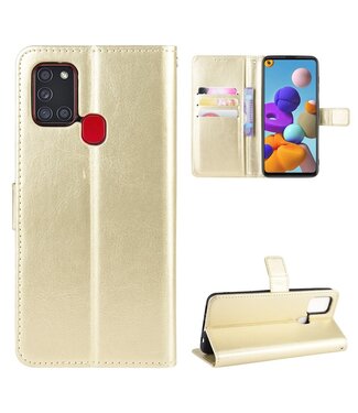 Goud Wallet Bookcase Hoesje Samsung Galaxy A21s