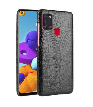 Zwart Krokodillen Faux Lederen Hoesje Samsung Galaxy A21s