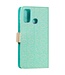 Turquoise Kant en Bloemen Bookcase Hoesje voor de Samsung Galaxy A21s