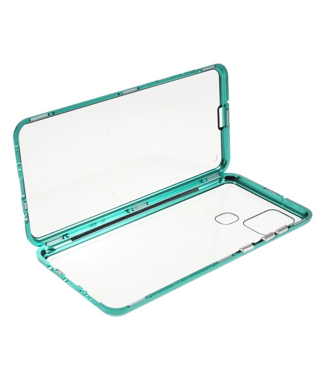 Groen Metaal + Tempered Glass Hoesje voor de Samsung Galaxy A21s