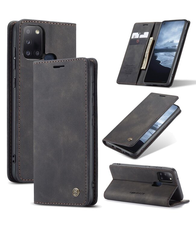 Caseme Zwart Wallet Bookcase Hoesje voor de Samsung Galaxy A21s