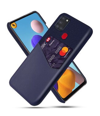 Blauw Pasjeshouder Faux Lederen Hoesje Samsung Galaxy A21s