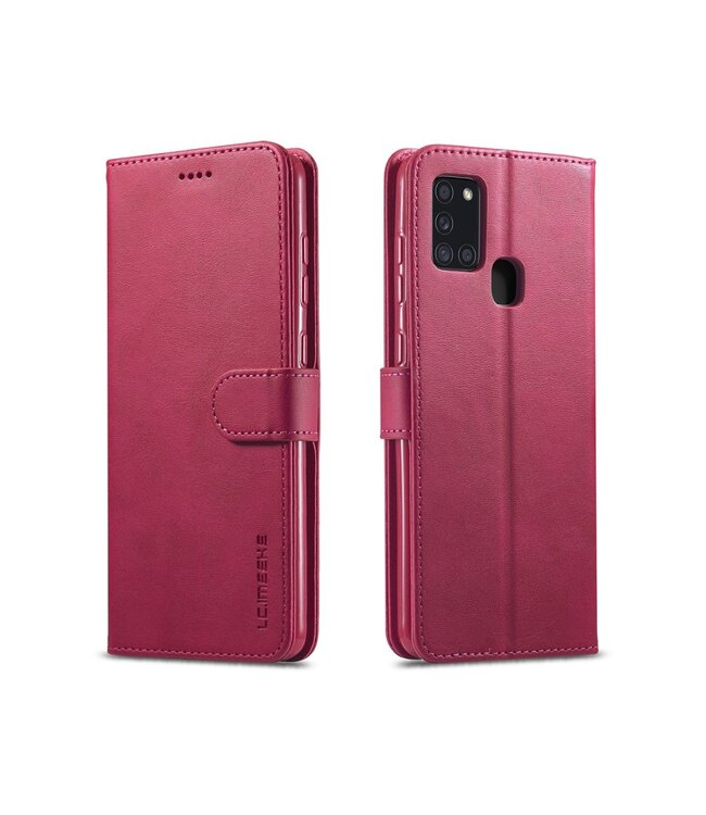 LC.IMEEKE Rood Wallet Bookcase Hoesje voor de Samsung Galaxy A21s