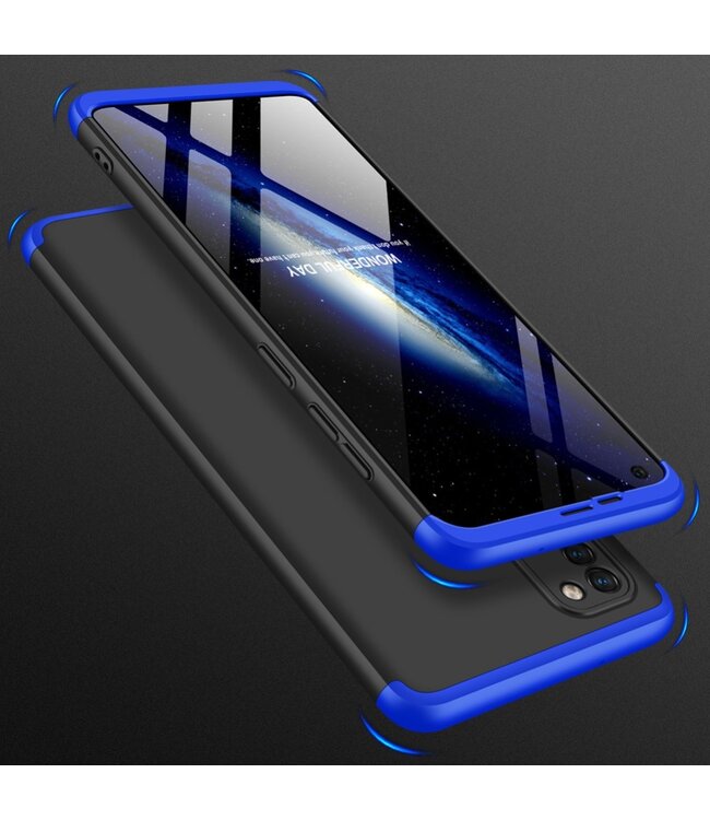 GKK Zwart / Blauw Mat Hardcase Hoesje voor de Samsung Galaxy A21s