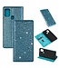 Blauw Glitter Bookcase Hoesje voor de Samsung Galaxy A21s