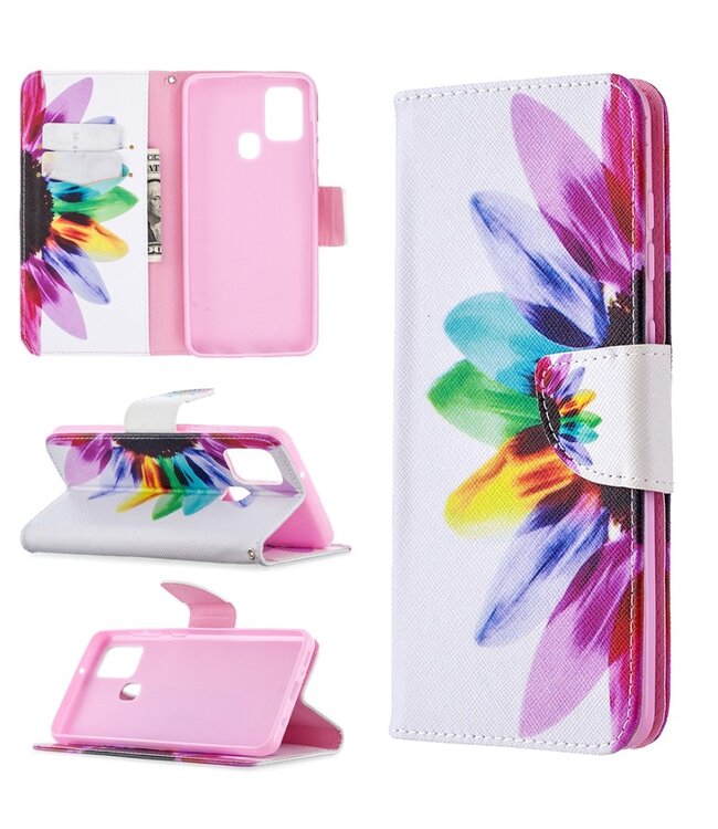 Kleurrijke Bloem Bookcase Hoesje voor de Samsung Galaxy A21s