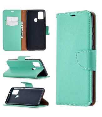 Turquoise Litchee Bookcase Hoesje Samsung Galaxy A21s