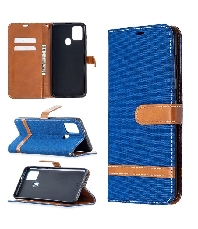 Blauw Jeans Bookcase Hoesje voor de Samsung Galaxy A21s