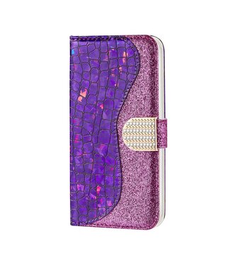 Paars Bling Bling Bookcase Hoesje Samsung Galaxy A21s