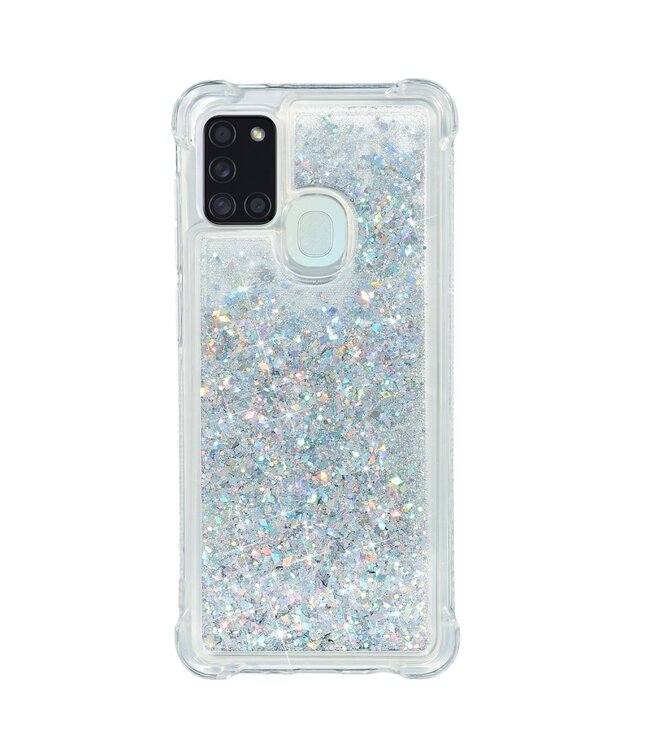 Zilver Glitter TPU Hoesje voor de Samsung Galaxy A21s