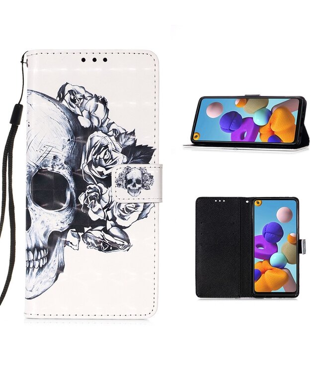 Skull Bookcase Hoesje voor de Samsung Galaxy A21s