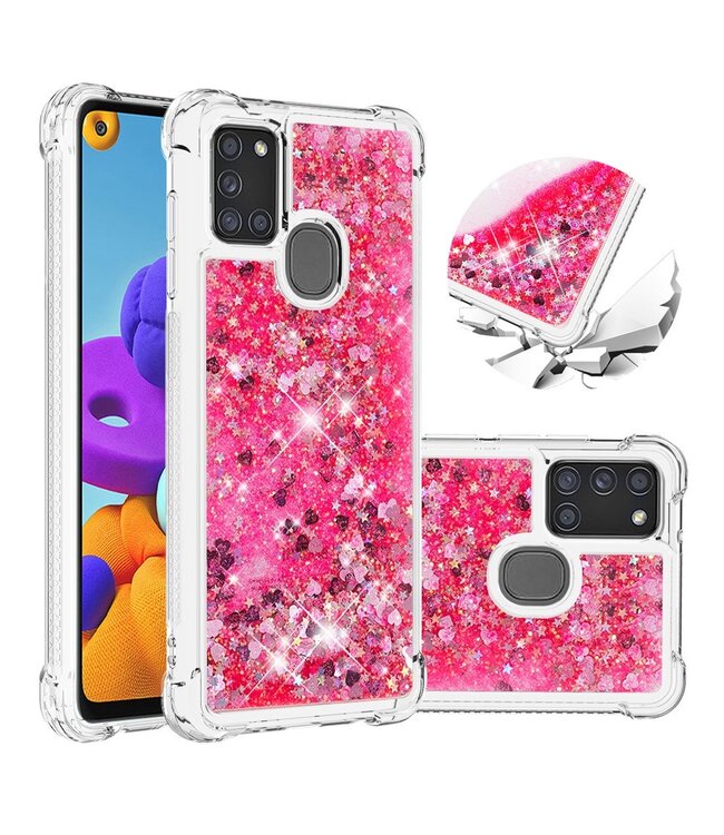 Fuchsia Glitter TPU Hoesje voor de Samsung Galaxy A21s