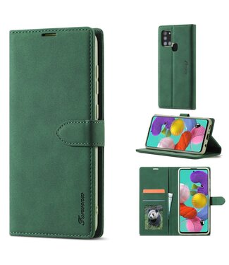 Donkergroen Wallet Bookcase Hoesje Samsung Galaxy A21s