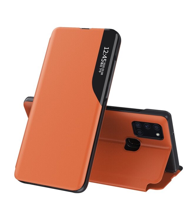 Oranje Venster Bookcase Hoesje voor de Samsung Galaxy A21s