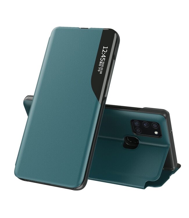 Groen Venster Bookcase Hoesje voor de Samsung Galaxy A21s