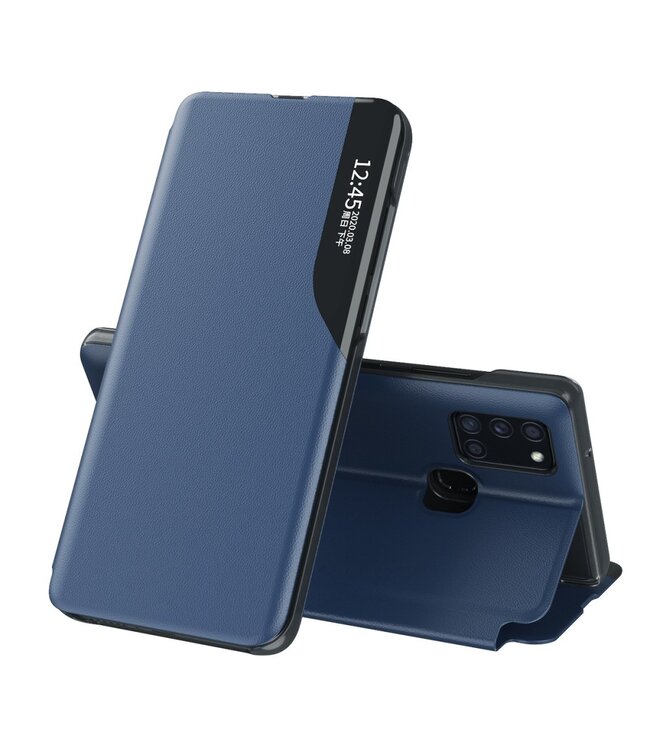 Blauw Venster Bookcase Hoesje voor de Samsung Galaxy A21s