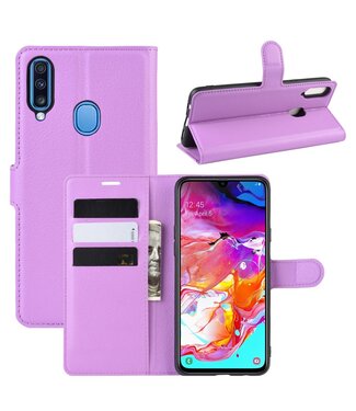 Paars Litchee Bookcase Hoesje Samsung Galaxy A20s