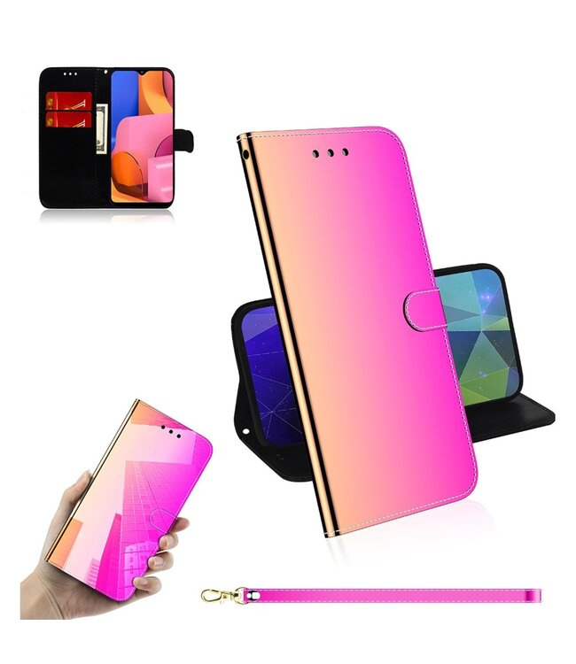 Roze Spiegel Bookcase Hoesje voor de Samsung Galaxy A20s