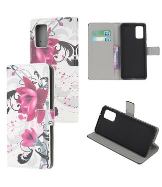 Roze Bloemen Bookcase Hoesje Samsung Galaxy Note 20