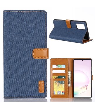Blauw Stoffen Bookcase Hoesje Samsung Galaxy Note 20