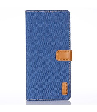 Lichtblauw Stoffen Bookcase Hoesje Samsung Galaxy Note 20