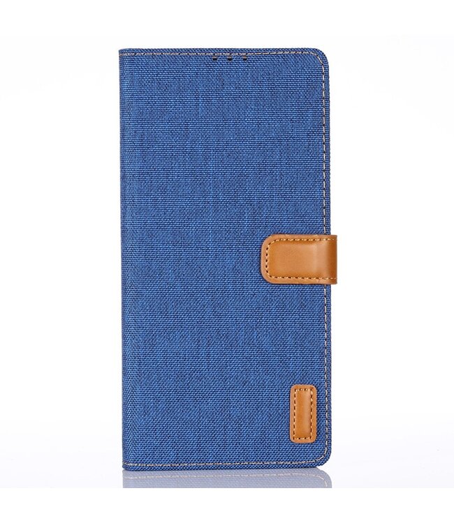 Lichtblauw Stoffen Bookcase Hoesje voor de Samsung Galaxy Note 20