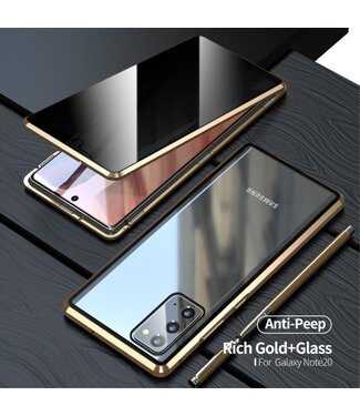 Goud Metaal + Tempered Glass Hoesje Samsung Galaxy Note 20