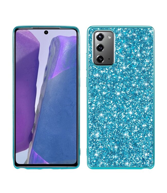 Blauw Glitter Hybrid Hoesje voor de Samsung Galaxy Note 20