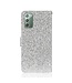 Zilver Glitter Bookcase Hoesje voor de Samsung Galaxy Note 20
