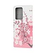 Roze Bloemen Bookcase Hoesje voor de Samsung Galaxy Note 20 Ultra